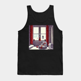 Merry Red Christmas Introverting Snow and Winter Tank Top